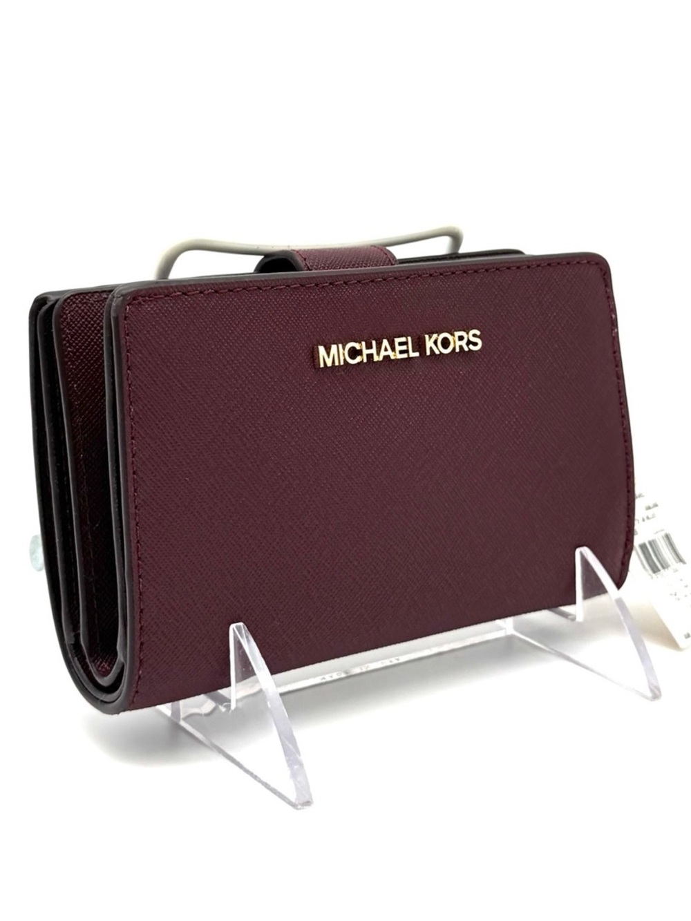 Michael Kors Medium Bifold Zip Chain Wallet Ox Blood